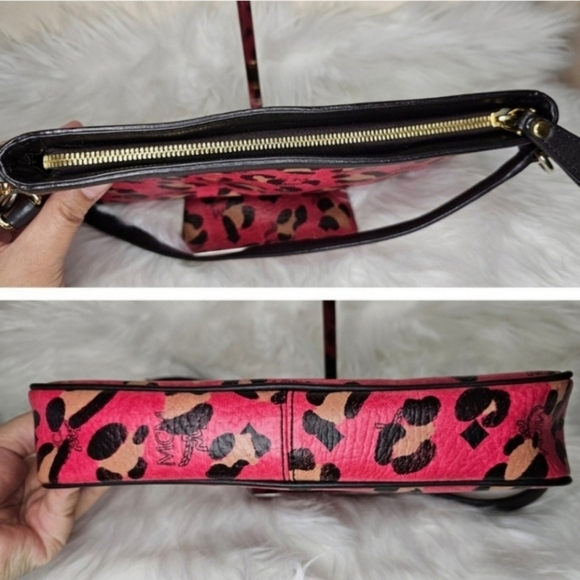 🔹️MCM🔹️ Etui Leopard Print Red and Black Pochette Handbag (Rare) - Picture 7 of 8